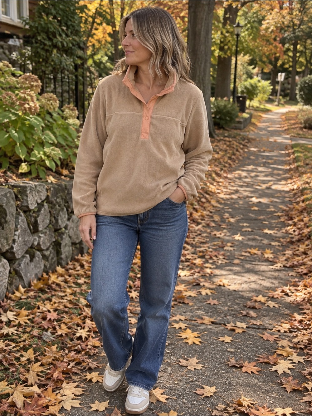 Columbia Sportswear Tan Fleece Half-Zip Pullover, Size L